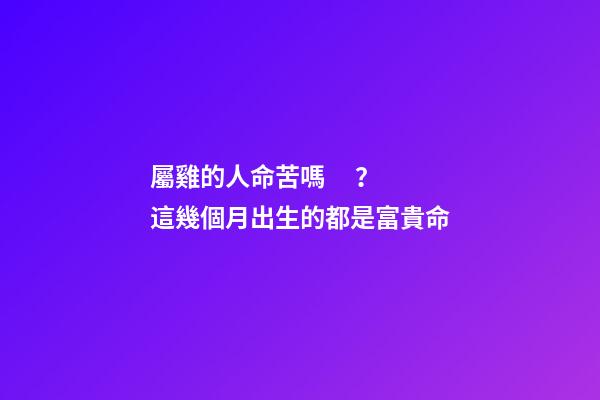 屬雞的人命苦嗎？這幾個月出生的都是富貴命